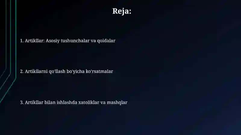 Understand and use articles 2