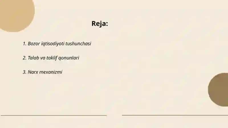 Bozor iqtisodiyotining mazmuni va amal qilishi 2