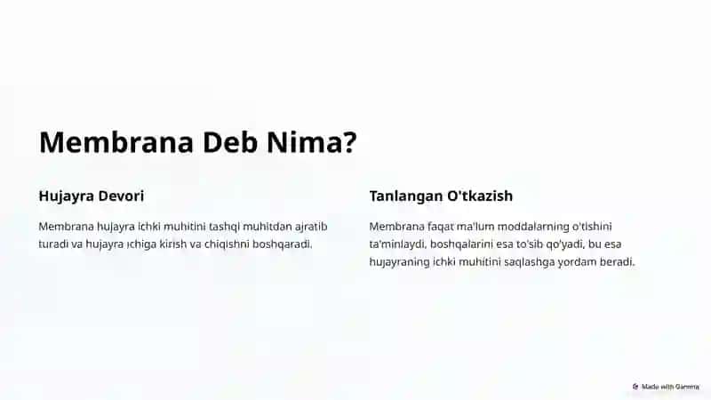 Moddalarning Membrana Orqali O'tkazilishi 2