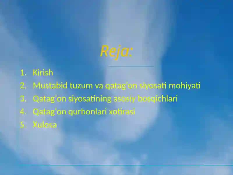 Mustabid tuzum davrida O‘zbekistonda qatag'onchilik siyosatining bosqichlari 2