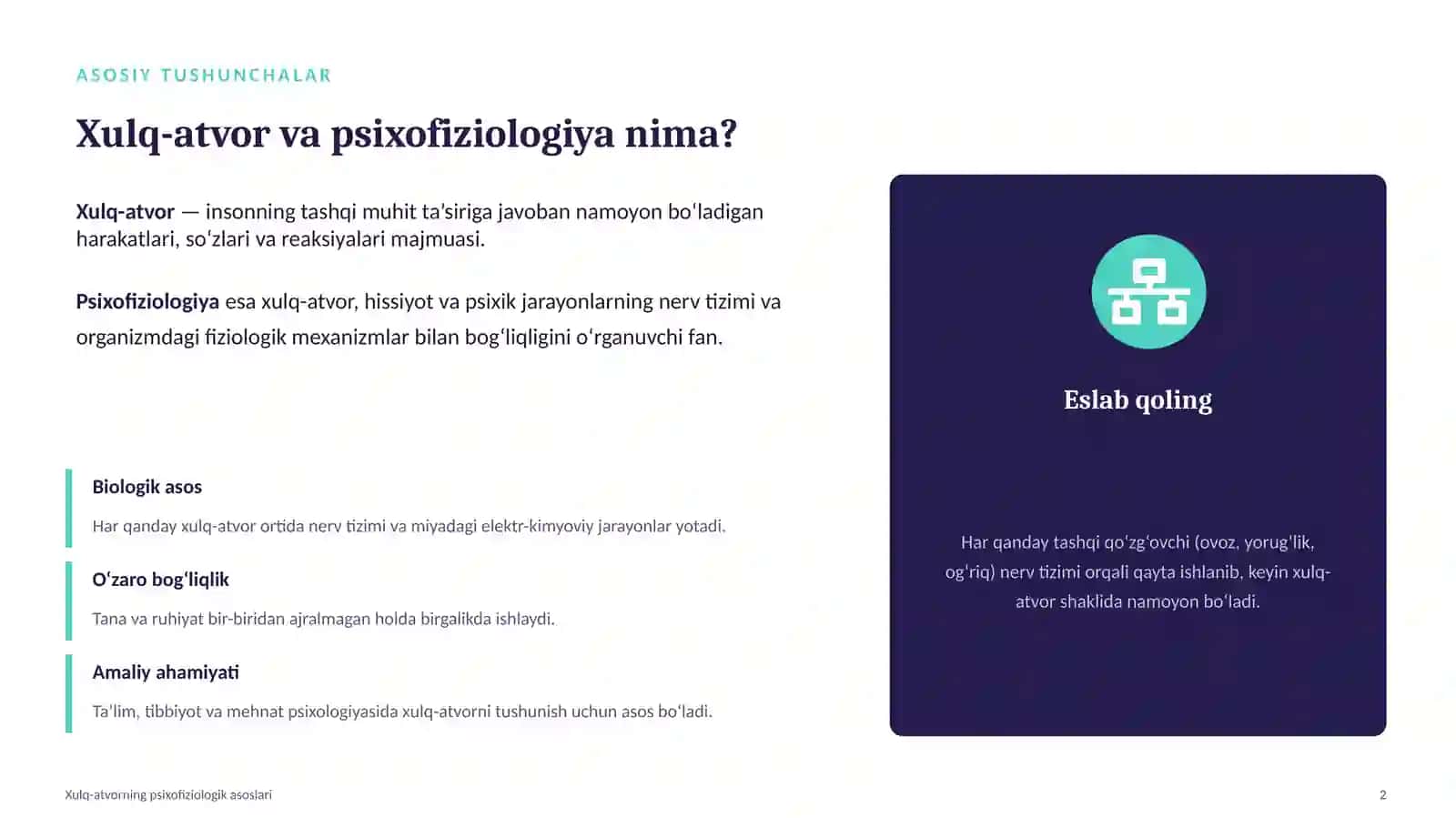 Xulq-atvorning psixofiziologik asoslari 2