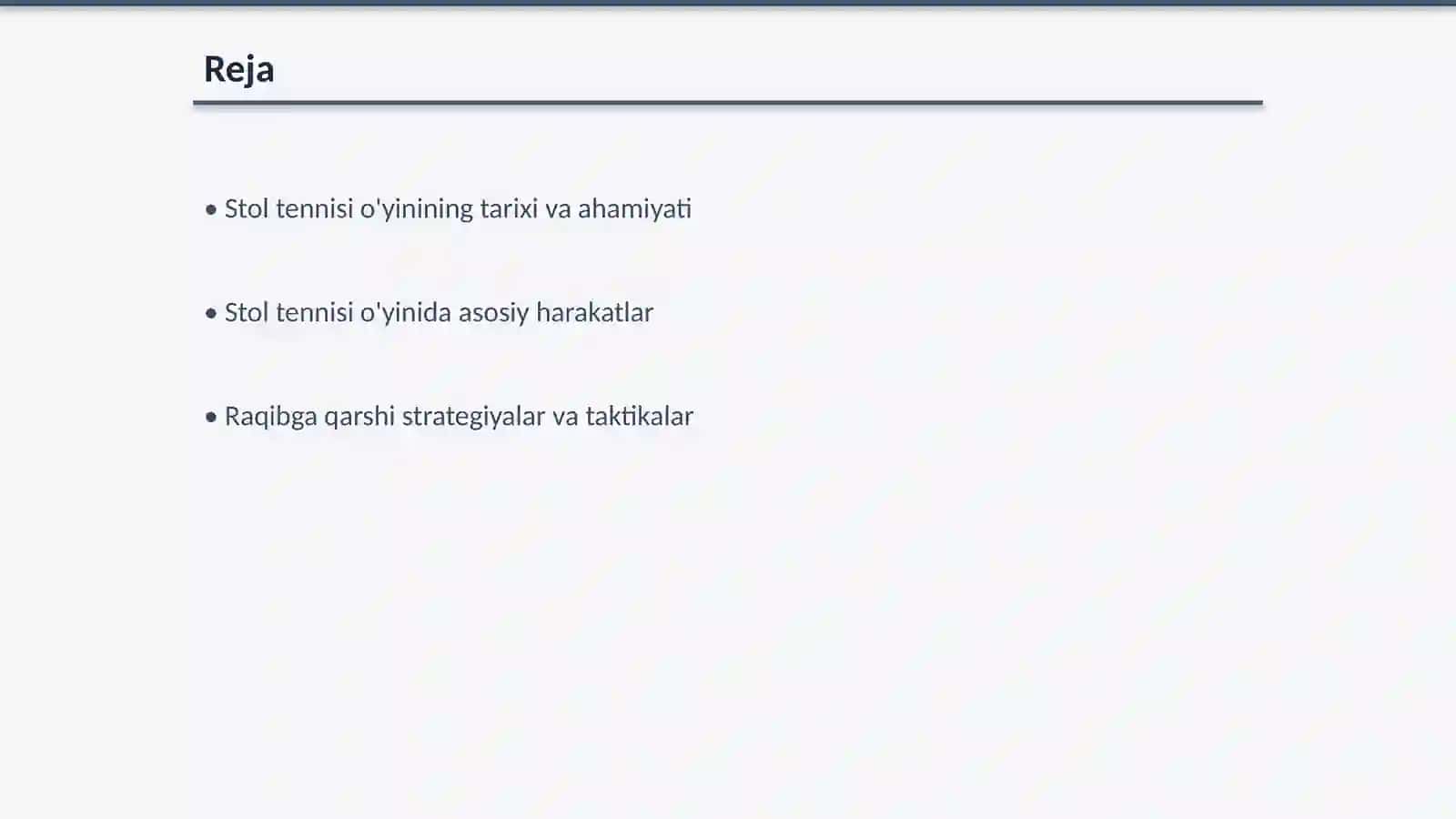 Stol tennisi o'yinida uchraydigan holat va harakatlarga o'rgatish 2