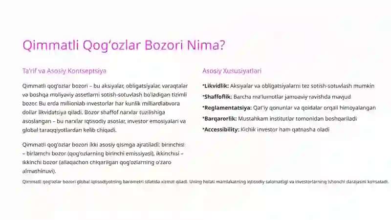 Qimmatli Qogʻozlar Bozori Mohiyati 2