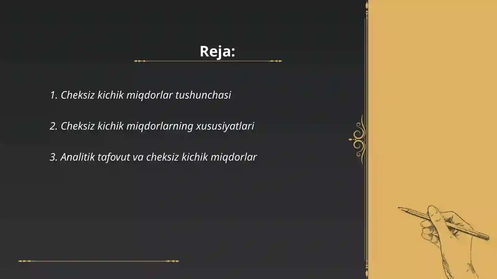Cheksiz kichik miqdorlar tushunchasi 2