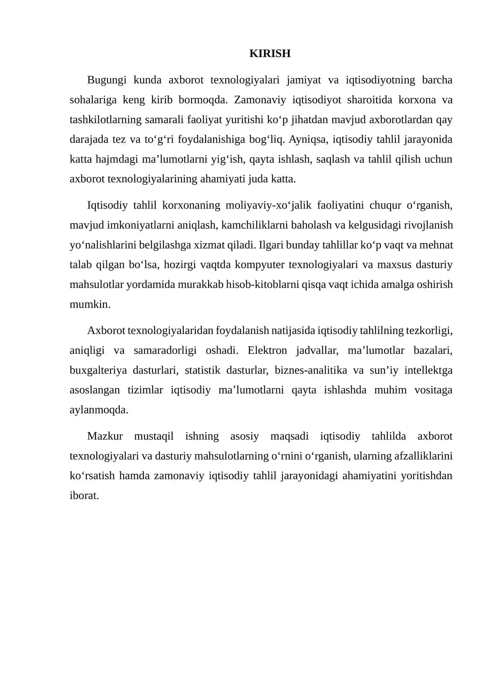 IQTISODIY TAHLILDA AXBOROT TEXNOLOGIYALARI VA DASTURIY MAHSULOTLAR 2