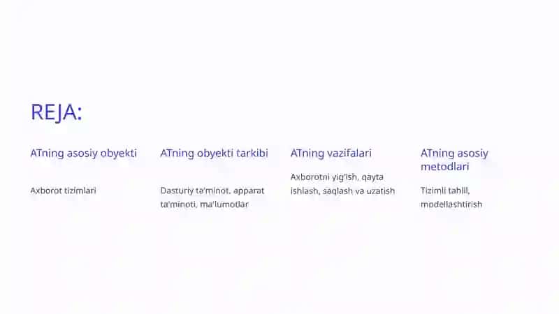 Axborot Texnologiyalari: Obyektlar va Metodlari 2