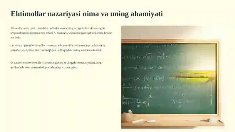 Ehtimollar nazariyasining gishloq xo'jalik masalalarida qo' llanilishi. 2