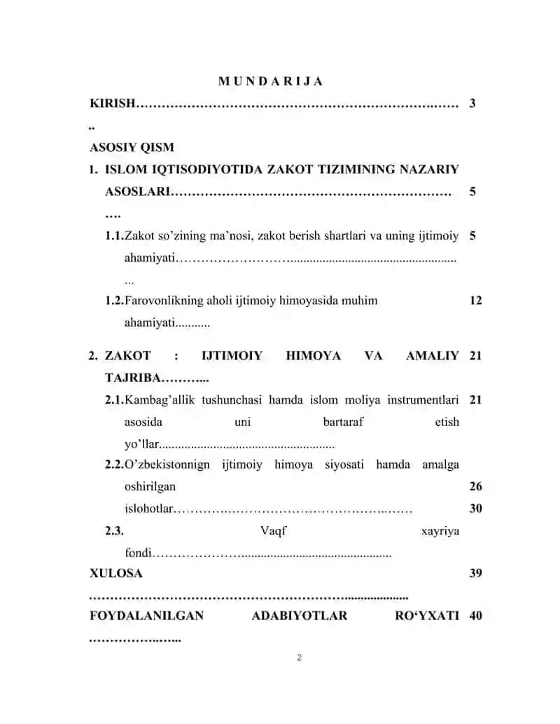 Zakot va uning iqtisodiy ahamiyati, ijtimoiy himoyada tutgan o‘rni(kurs ishi). 2