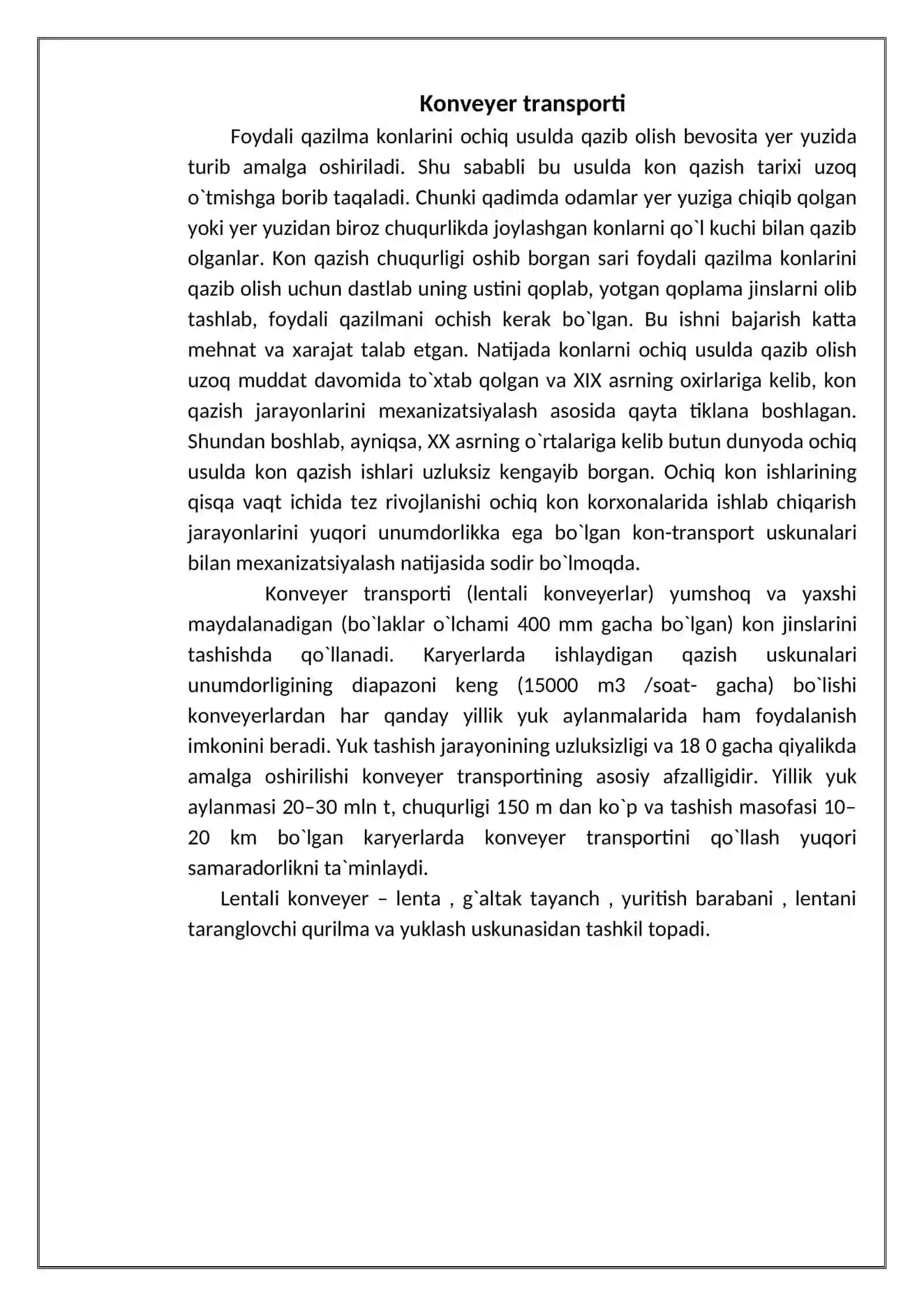 LENTALI KONVEYERLAR TUZILISHI VA TURLARI 2