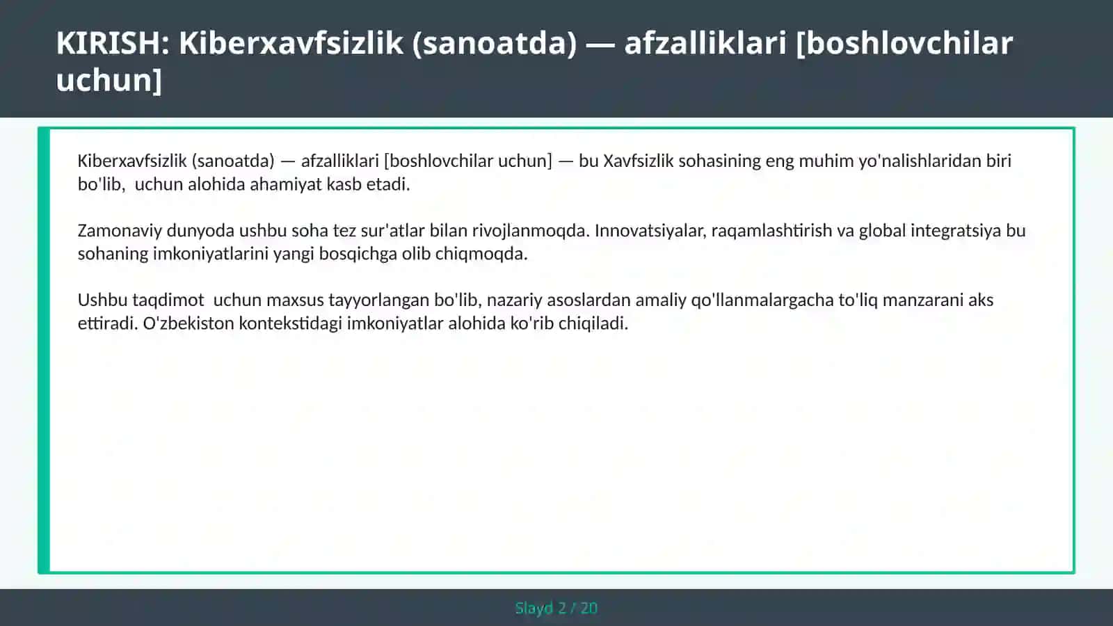 Kiberxavfsizlik (sanoatda) — afzalliklari [boshlovchilar uchun] 2
