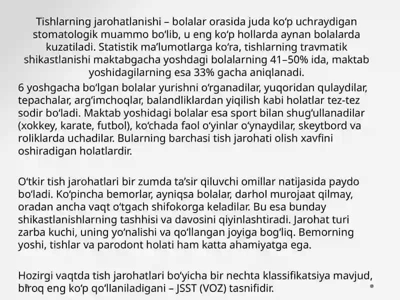 Tish travmalari va giperesteziya 2