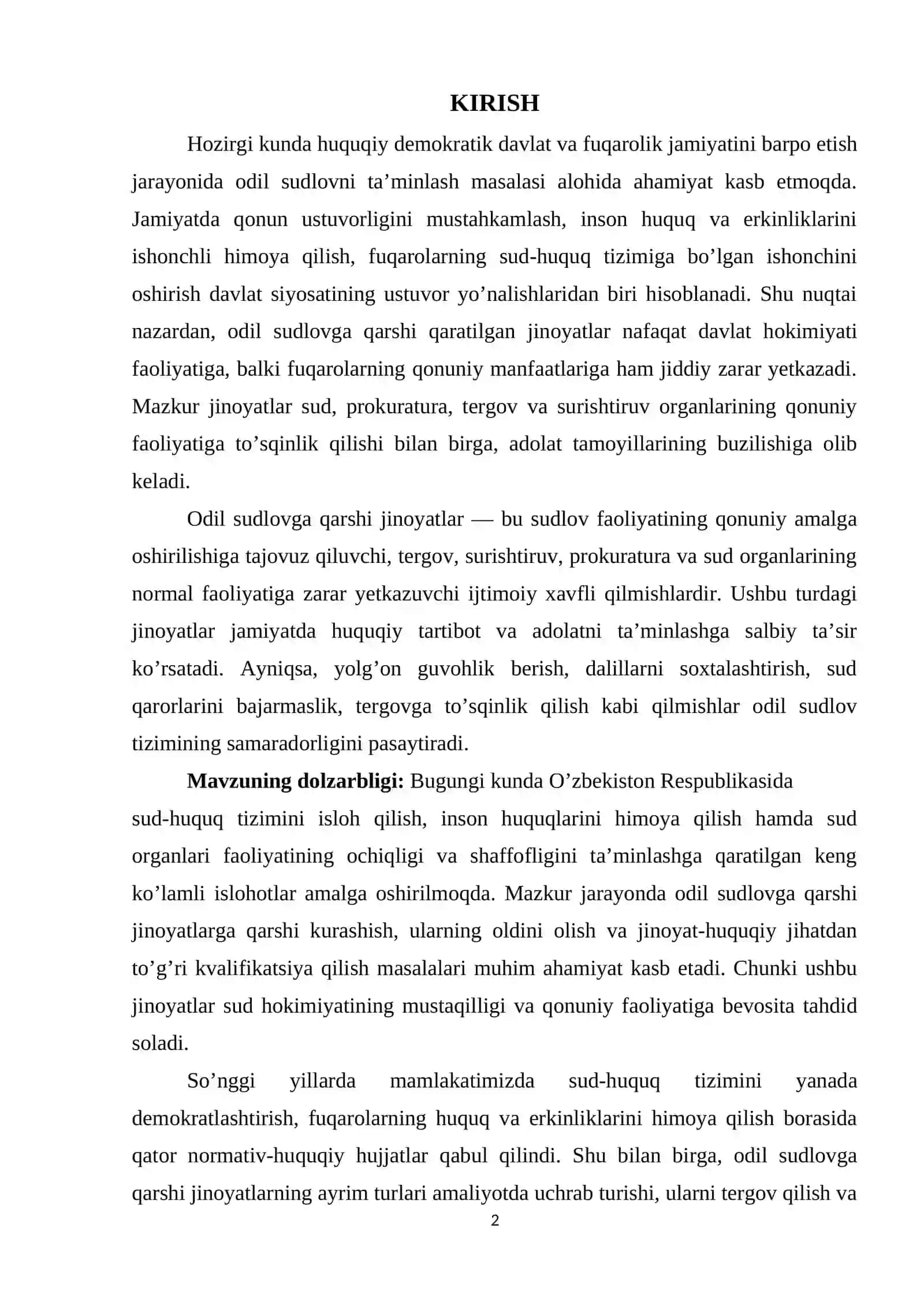 Odil-sudlovga qarshi jinoyatlar jinoiy huquqiy tahlili 26 2