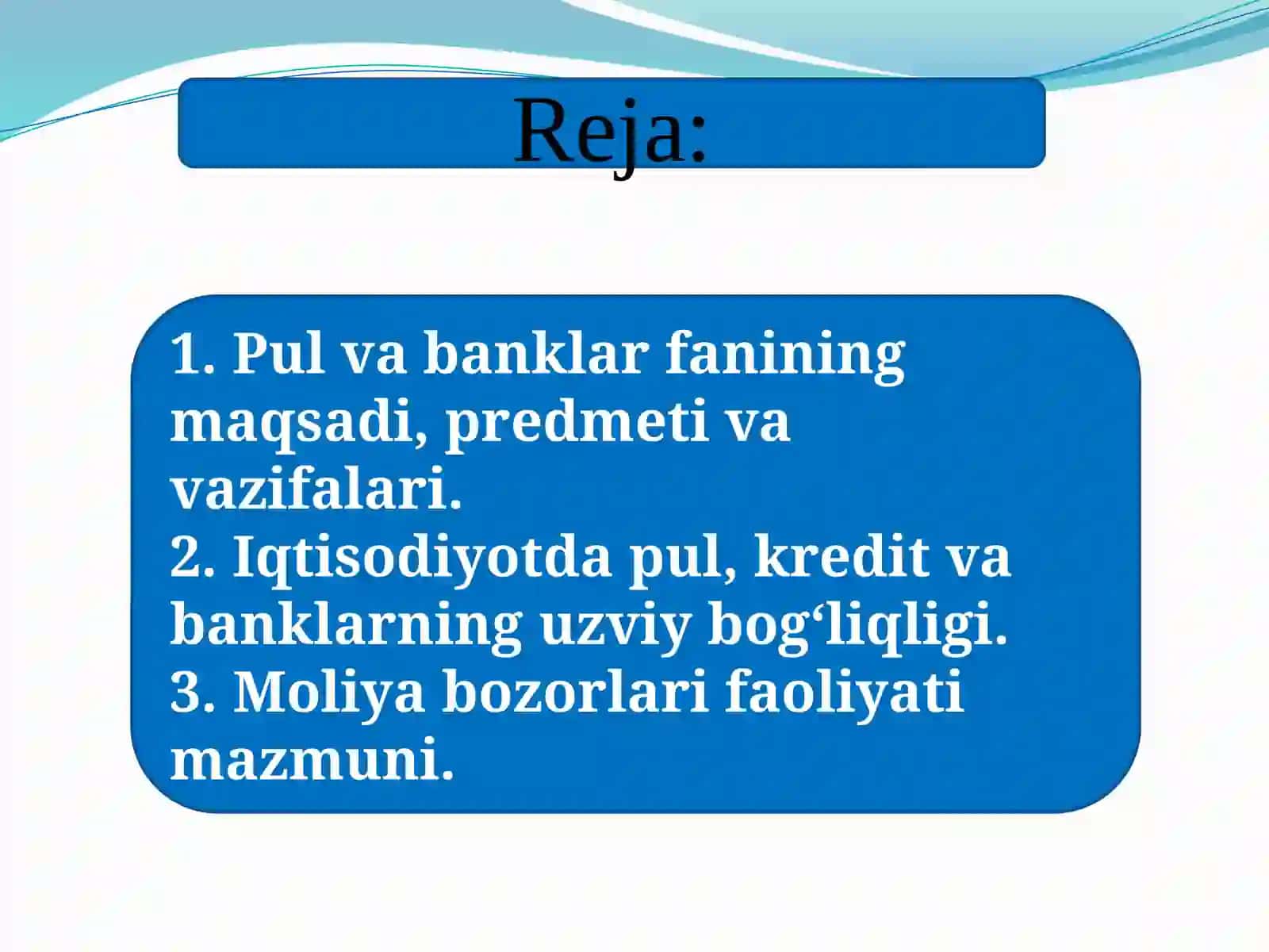 Pulvabanklar faniga kirish 2