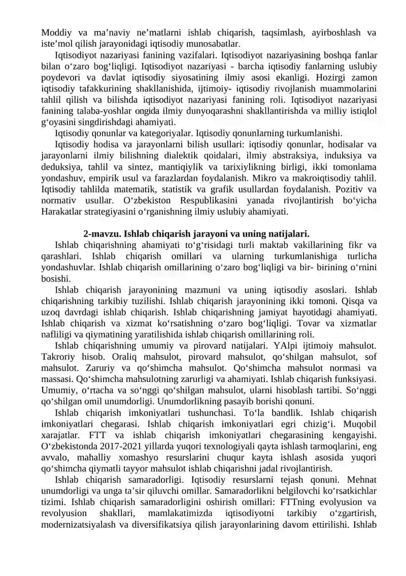 Iqtisodiyot nazariyasi 2