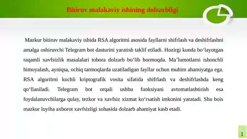 RSA shifrlash algoritimi yordamida fayllarni shifrlash va deshifrlash telegram bot dasturini yaratish 2