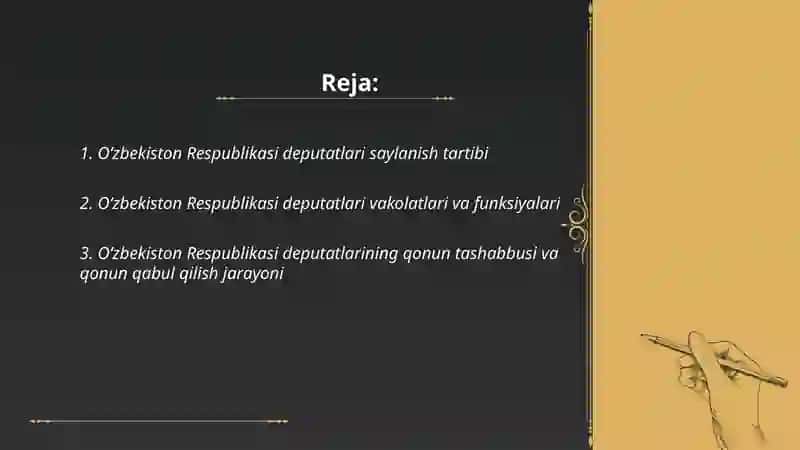 Oʻzbekiston Respublikasi deputatlari saylanish tartibi 2