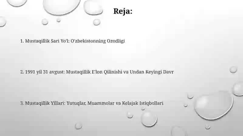 OʻZBEKISTON respublikasi mustaqil davlat maqomini olish 2