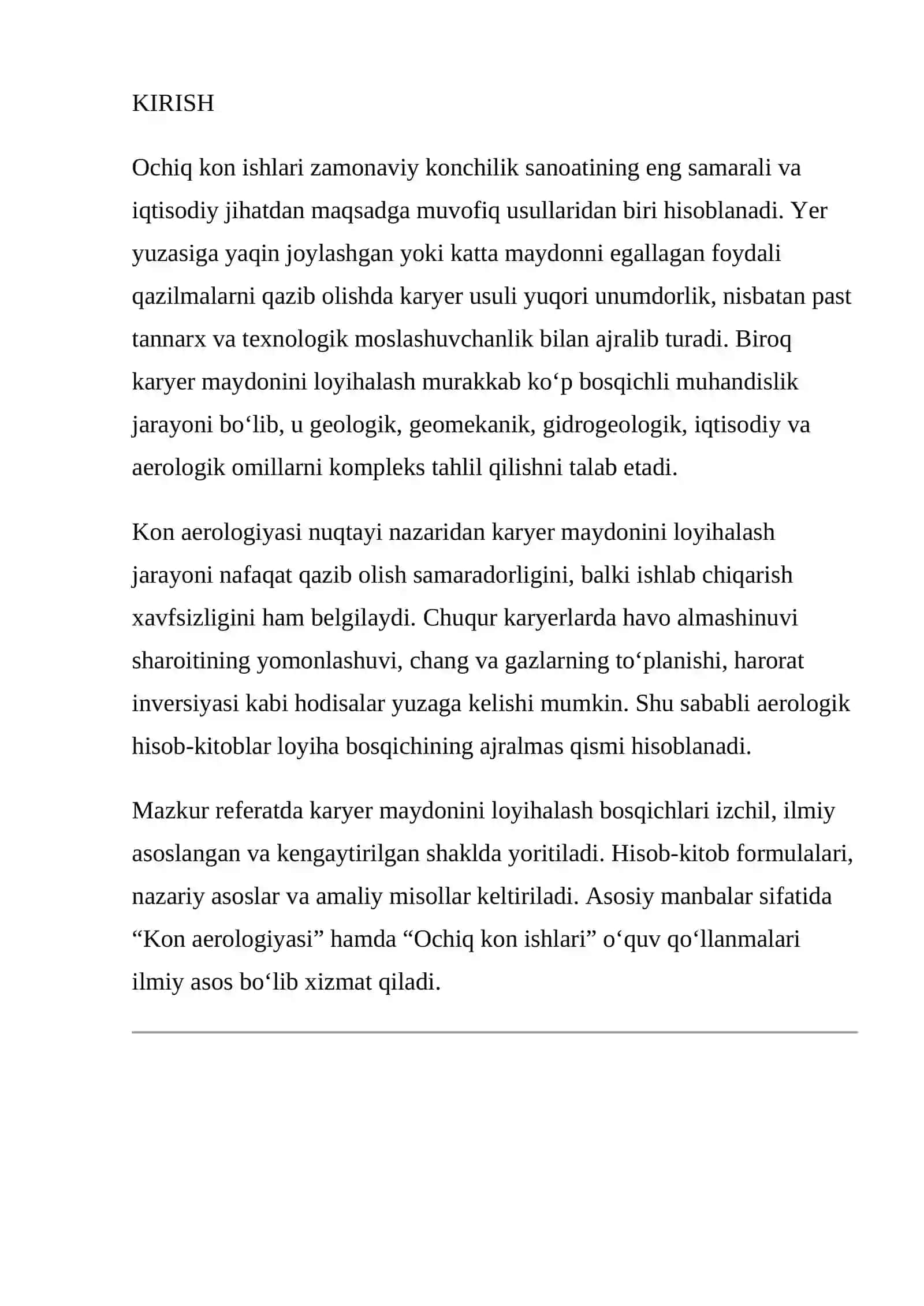 KARYER MAYDONINING LOYIHALANISH BOSQICHLARI 2