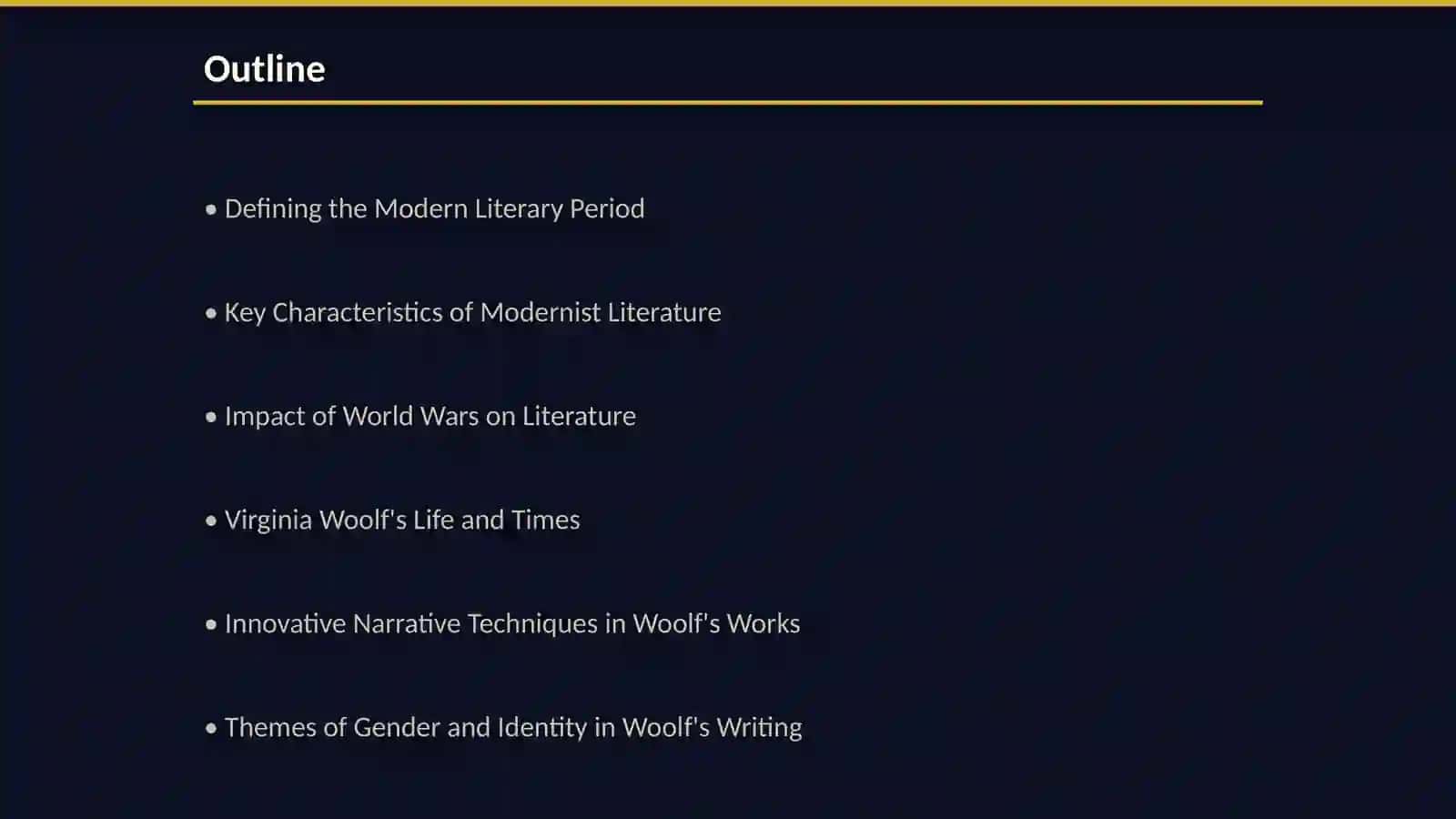Modern period of language and literature and Virginia Woolf 2