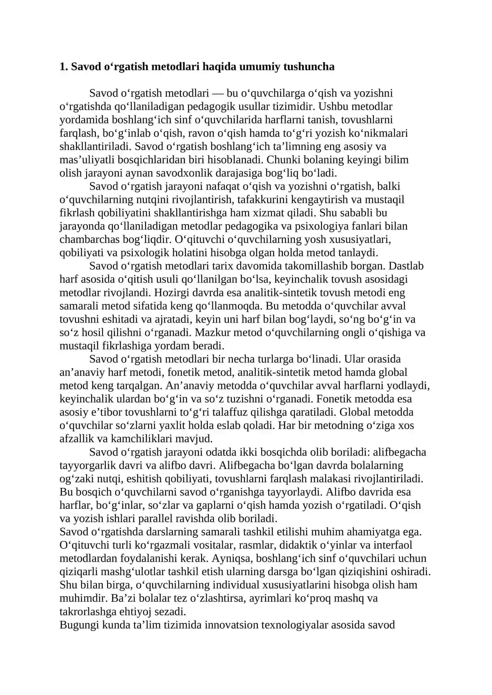Savod o'rgatish metodlari 2