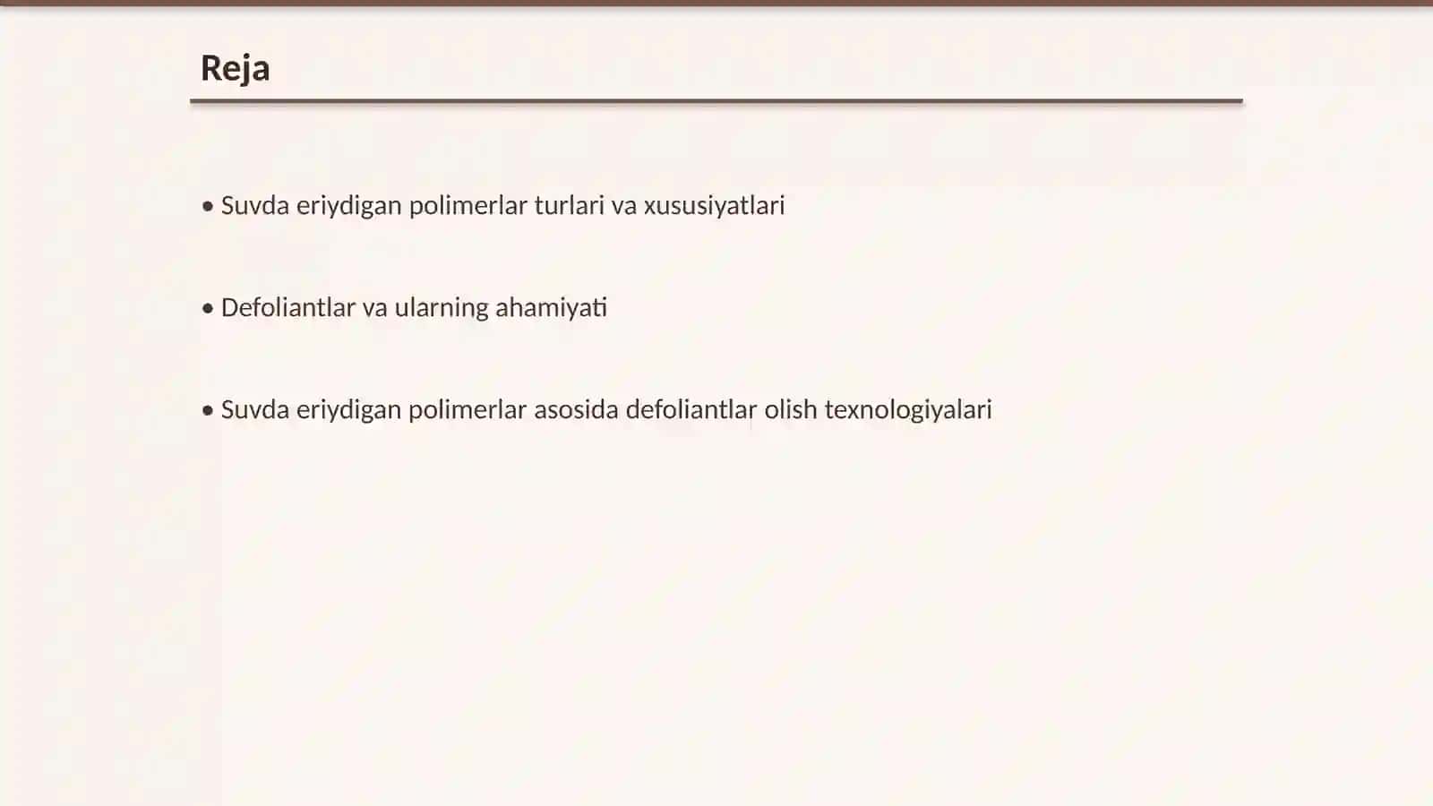 Suvda eriydigаn pоlimеrlаr аsоsidа dеfоliаntlаr оlish imkоniyatlаri 2