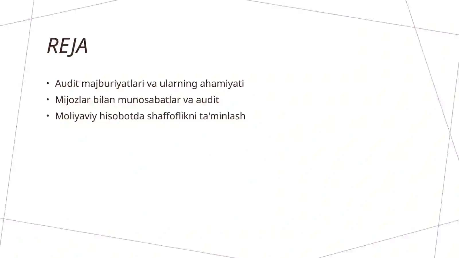 Xaridor va buyurtmachilar bo'yicha amaj buraytlar auditning xususiyatlari 2
