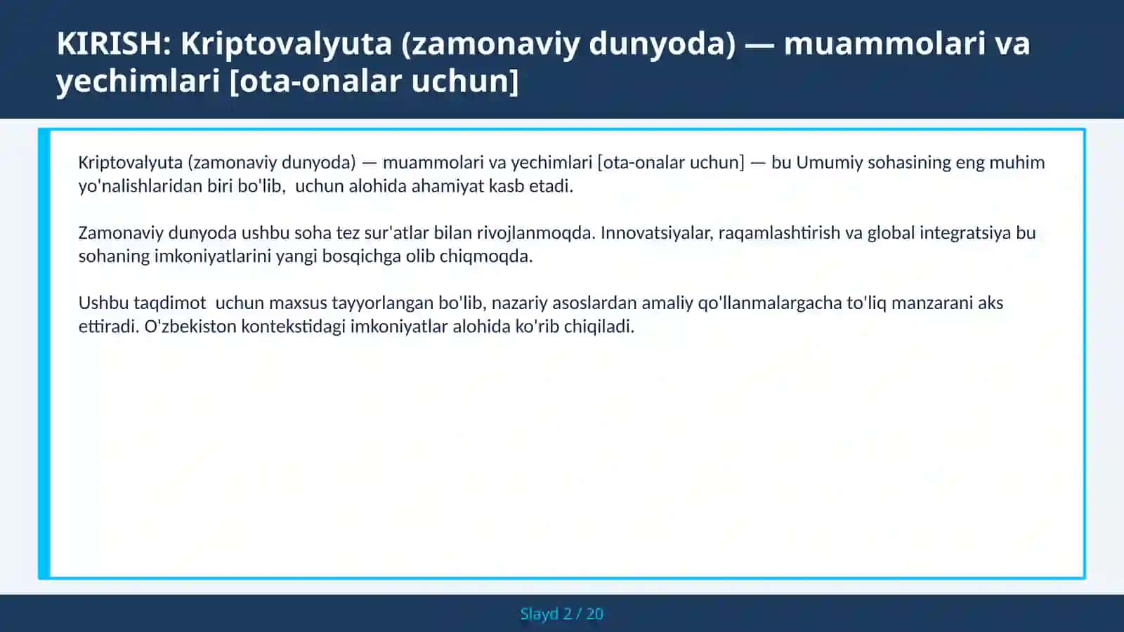 KRIPTOVALYUTA (ZAMONAVIY DUNYODA) — MUAMMOLARI VA YECHIMLARI [OTA-ONALAR UCHUN] 2