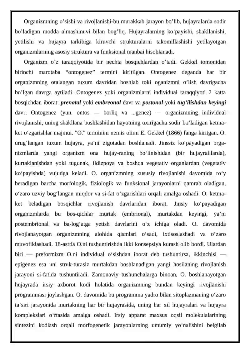Ontogenez nazariyasi va salomatlik 2
