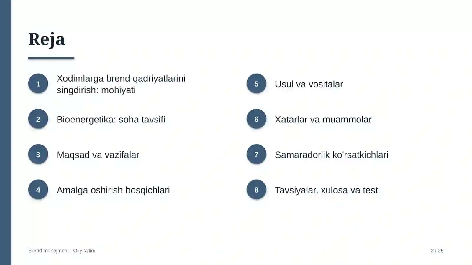 Bioenergetikada xodimlar o'rtasida brend qadriyatlarini singdirish 2