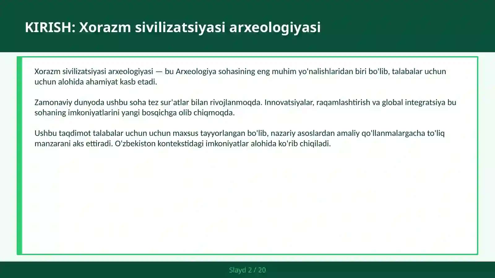 Xorazm Sivilizatsiyasi Arxeologiyasi 2