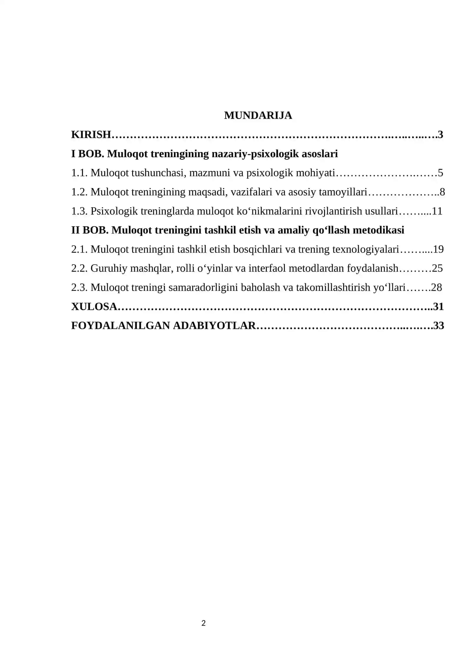 Muloqot treninggi kurs ishi 2