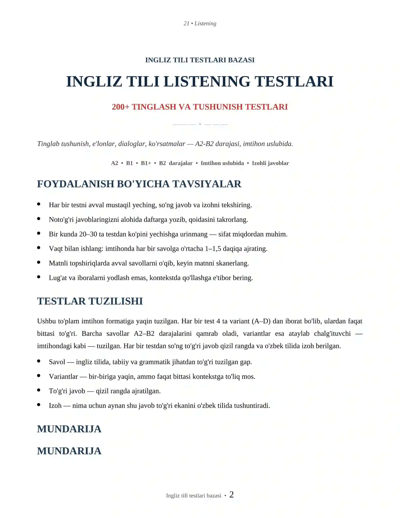 INGLIZ TILI TESTLARI BAZASI 2