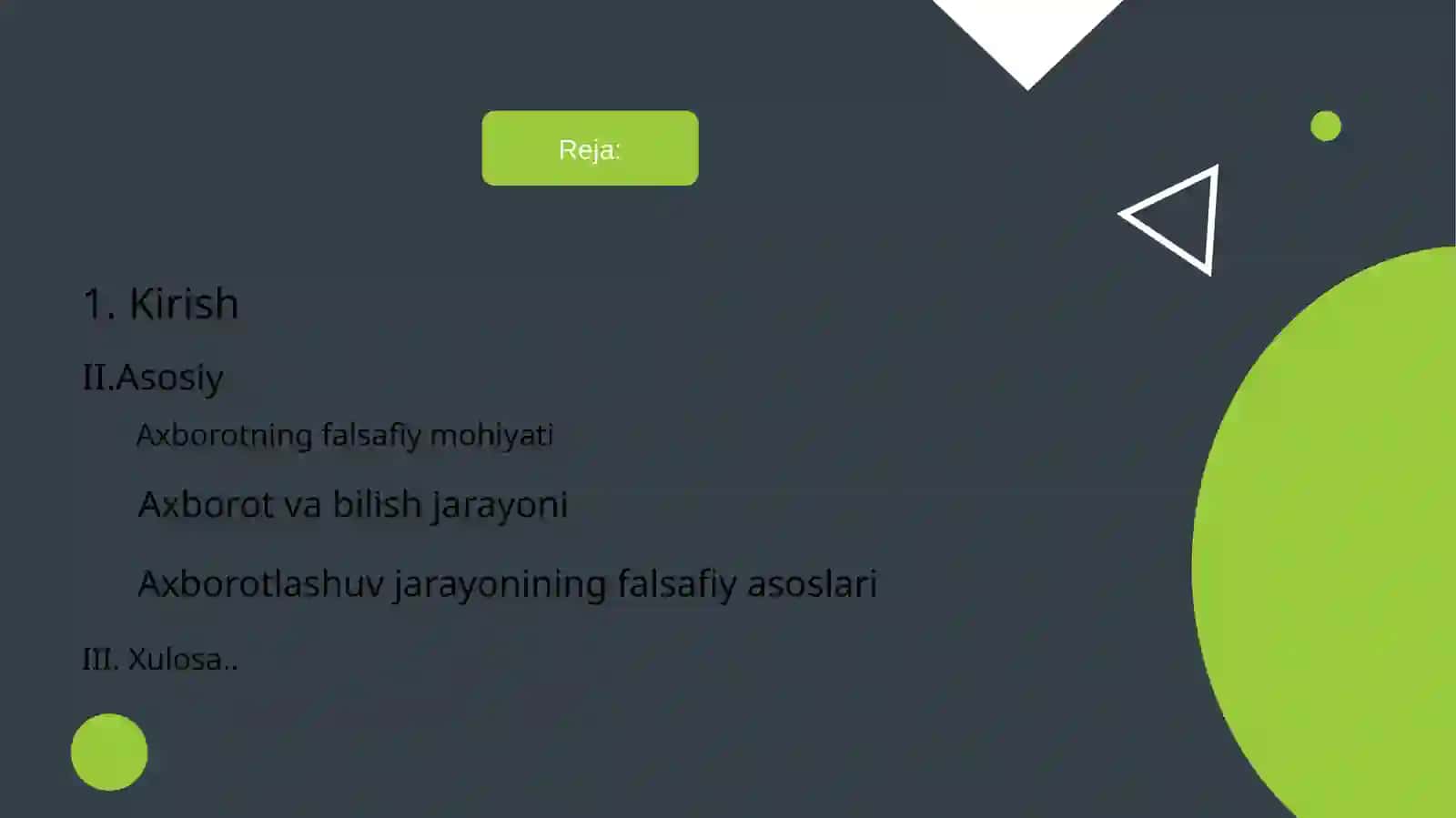 Axborot va axborotlashuvning falsafiy asoslari 2