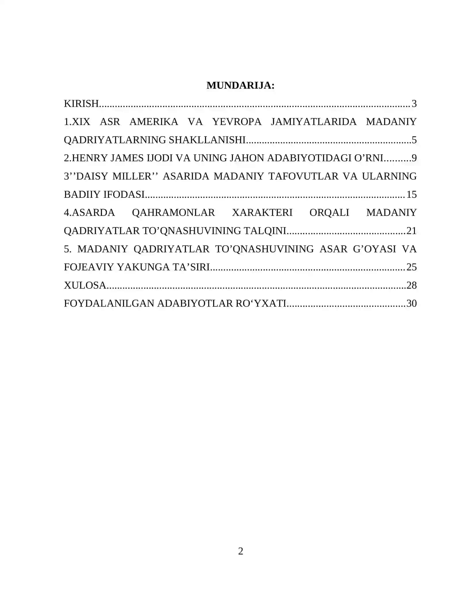 GENRI JEYMSNING “DAISY MILLER”ASARIDA MADANIY QADRIYATLAR TO’QNASHUVI 2