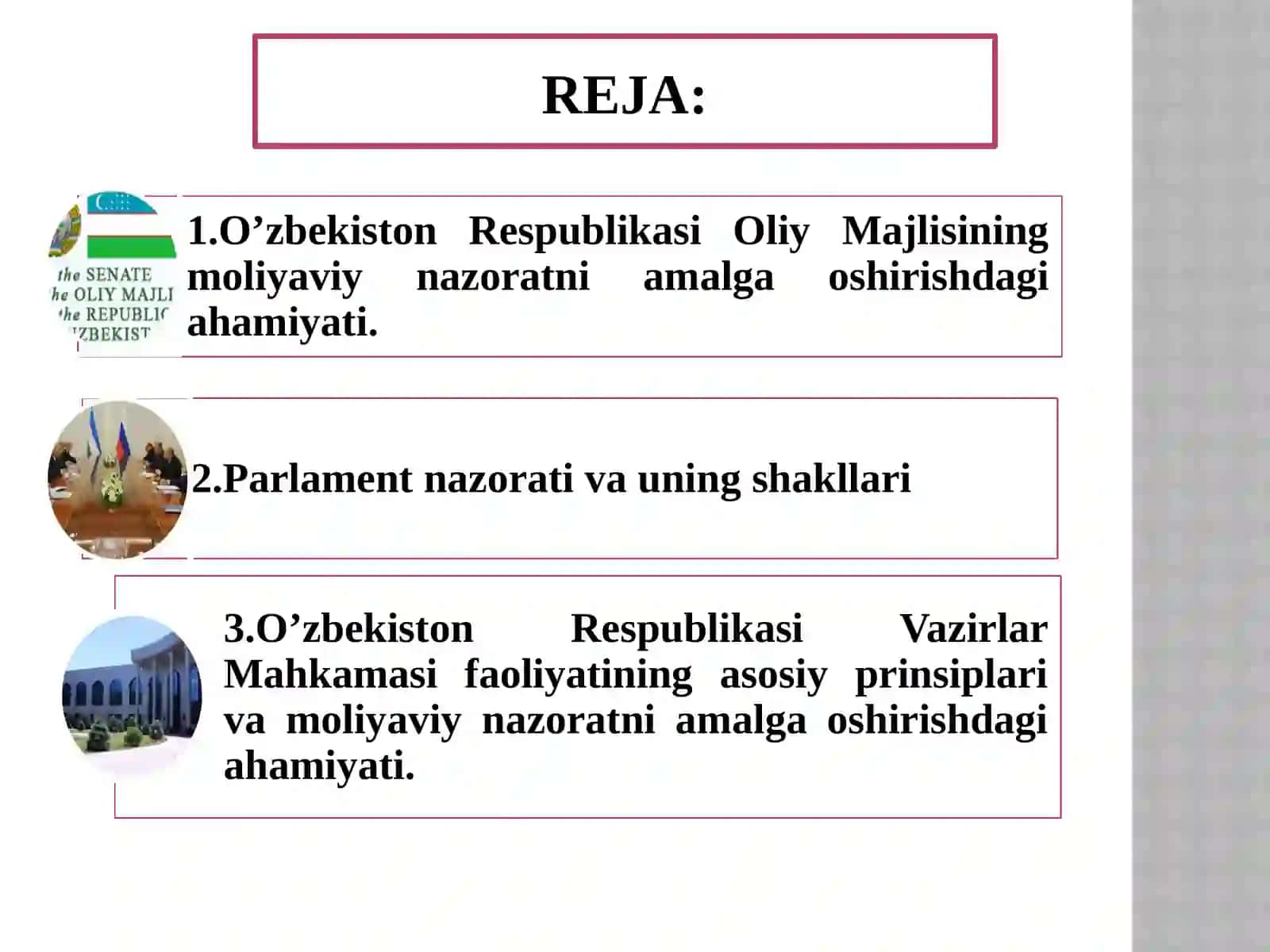 Umumdavlat nazorat organlari va ularning moliyaviy nazoratni tashkil etishi 2