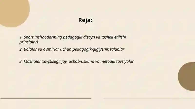 Sport inshootlariga qoʻyiladigan pedagogik va gigiyenik talablar 2