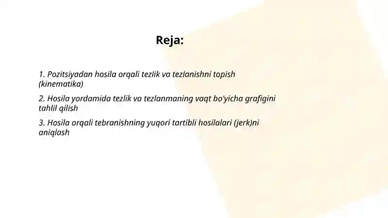 Hosila yordamida fizika masalalarini yechish 2