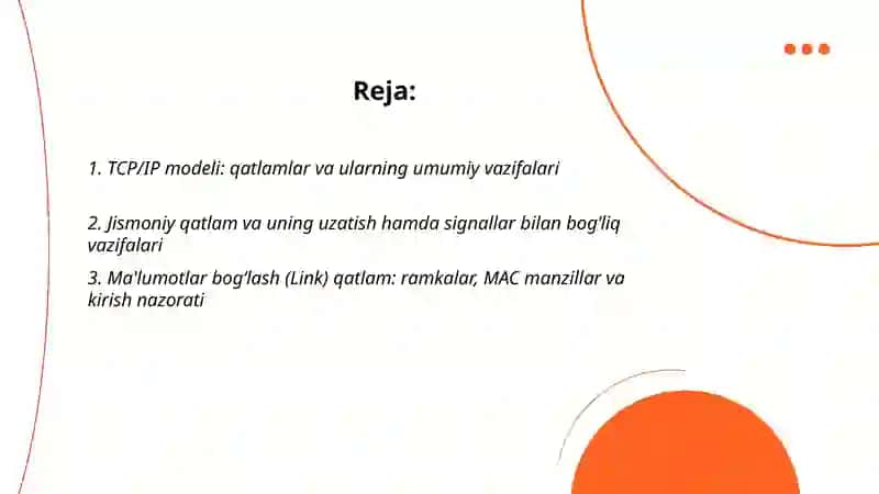 TCP/IP modelining qatlamlari va ularning vazifalari 2