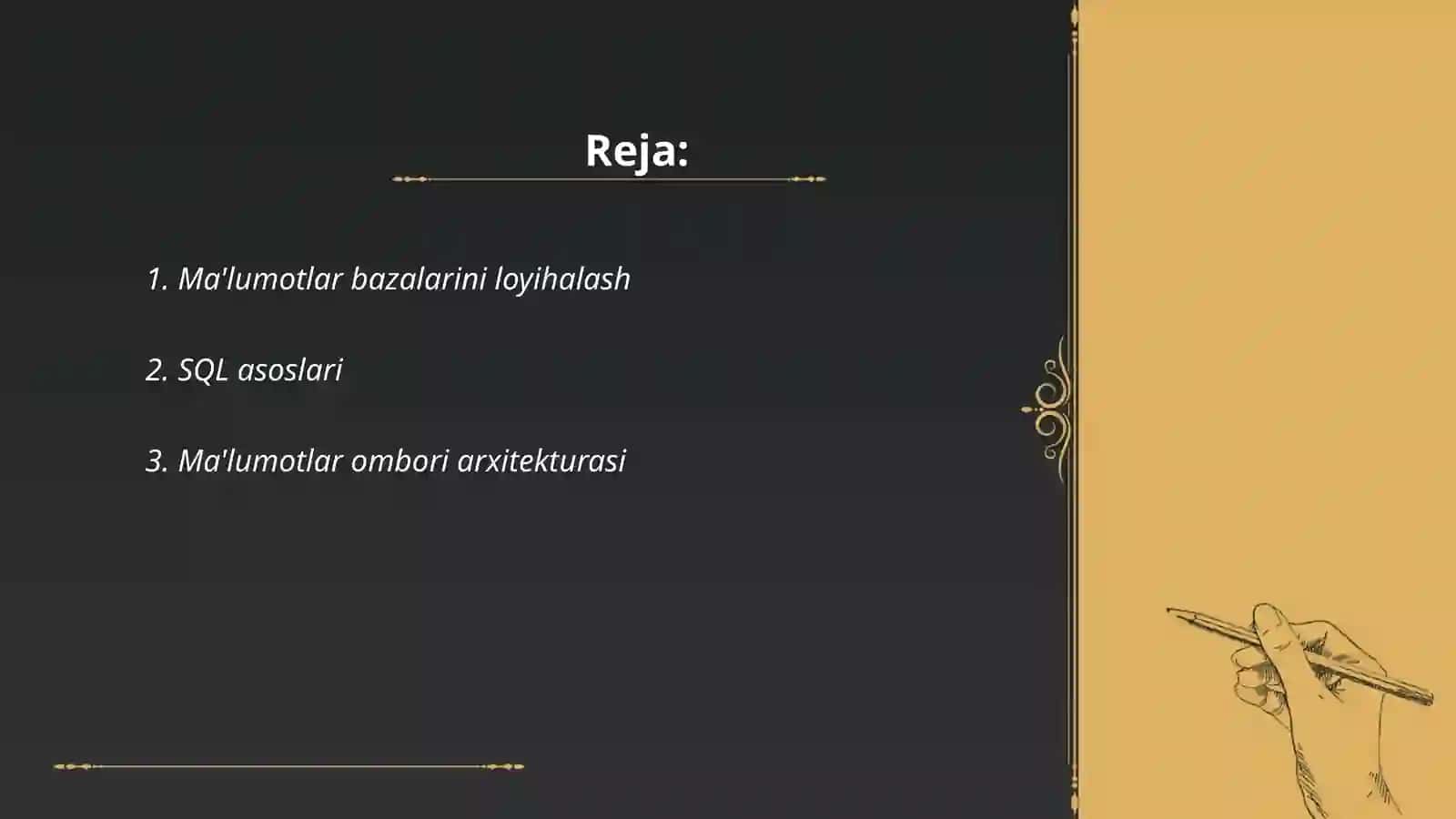 Ma'lumotlar bazalari bilan ishlash texnologiyalari 2