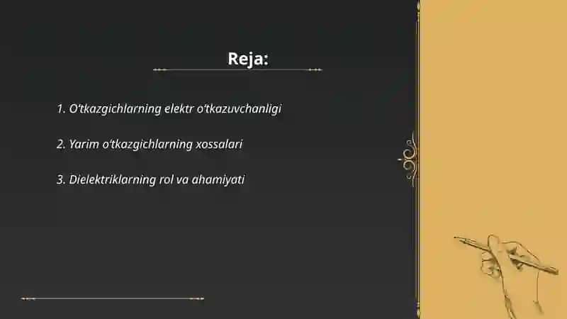 Oʻtkazgichlar, yarim oʻtkazgichlar va dielektriklar 2