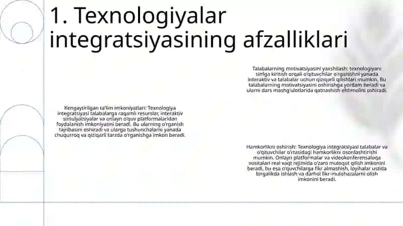 Samaradorlik Uchun Texnologiya Integratsiyasi 2