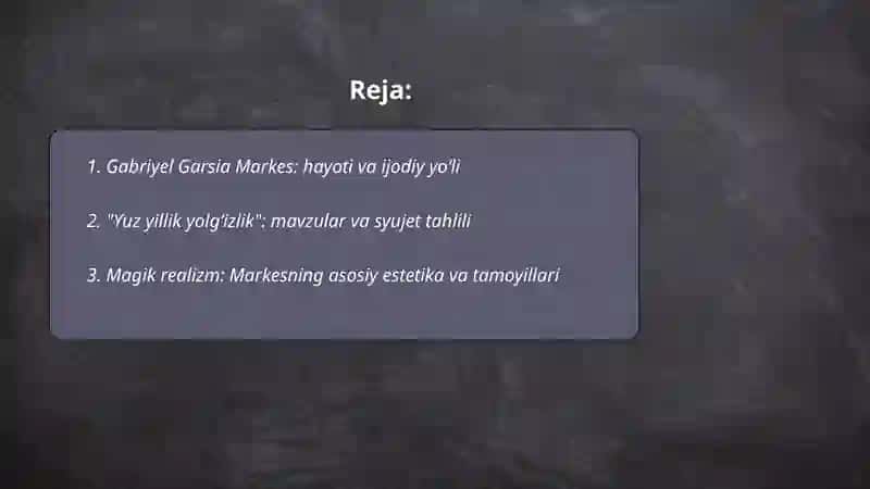 Gabriyel Garsia Markes ijodi 10 betlik slayd 2
