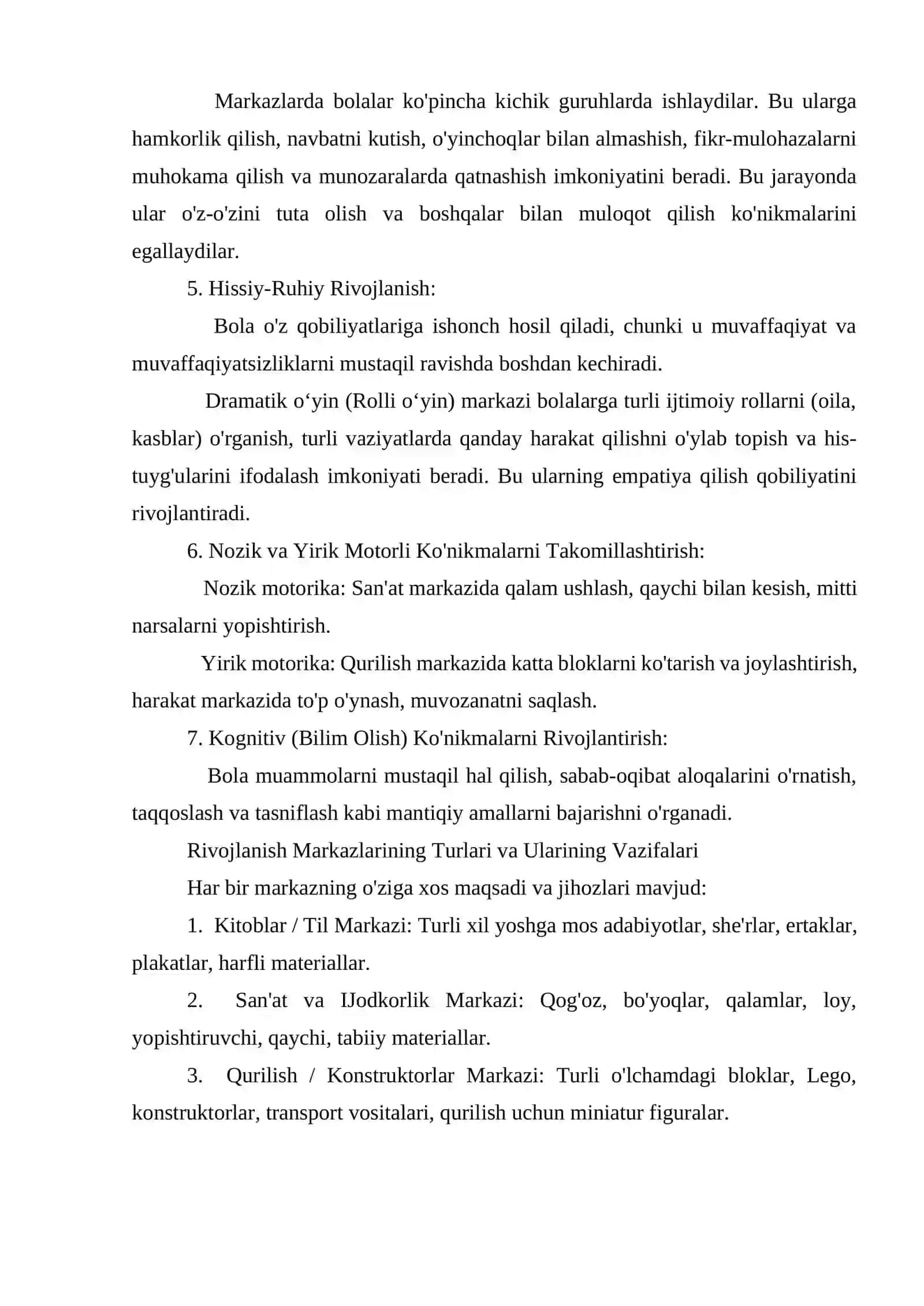 Rivojlanish markazlari bola shaxsini rivojlantirish omili sifatida 2