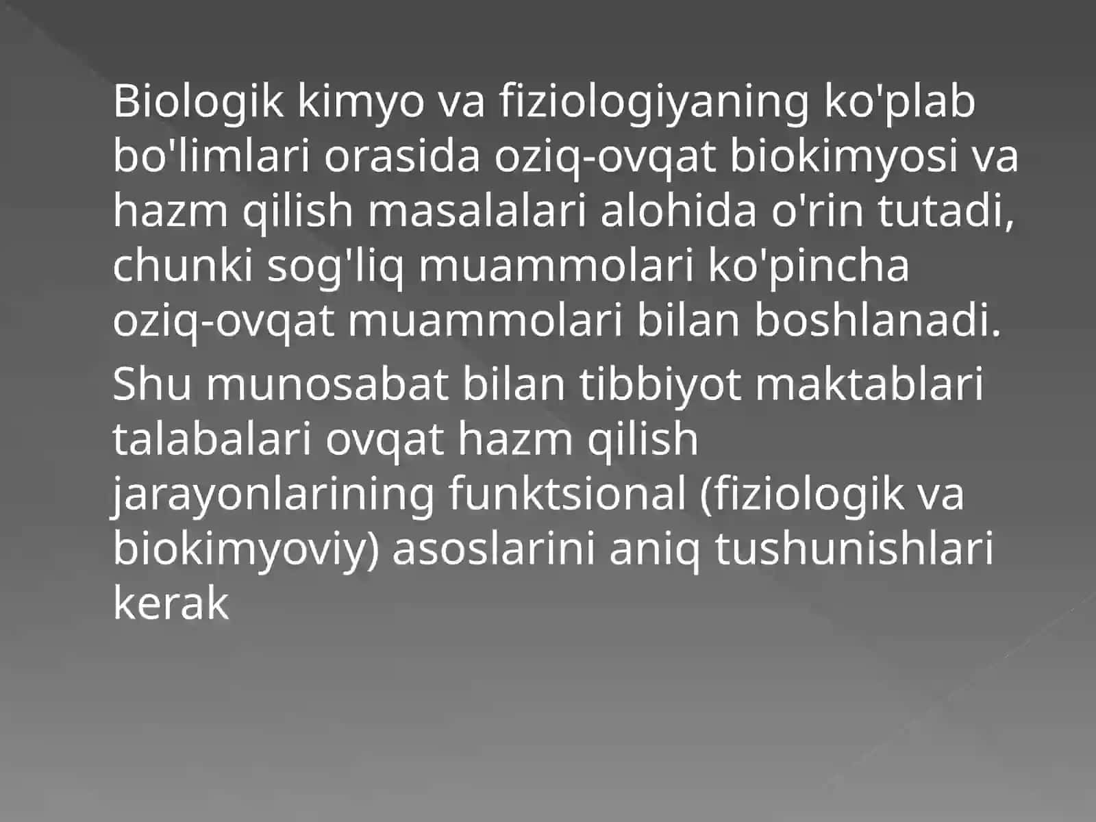 OSHQOZON ICHAK BIOKIMYOSI 2