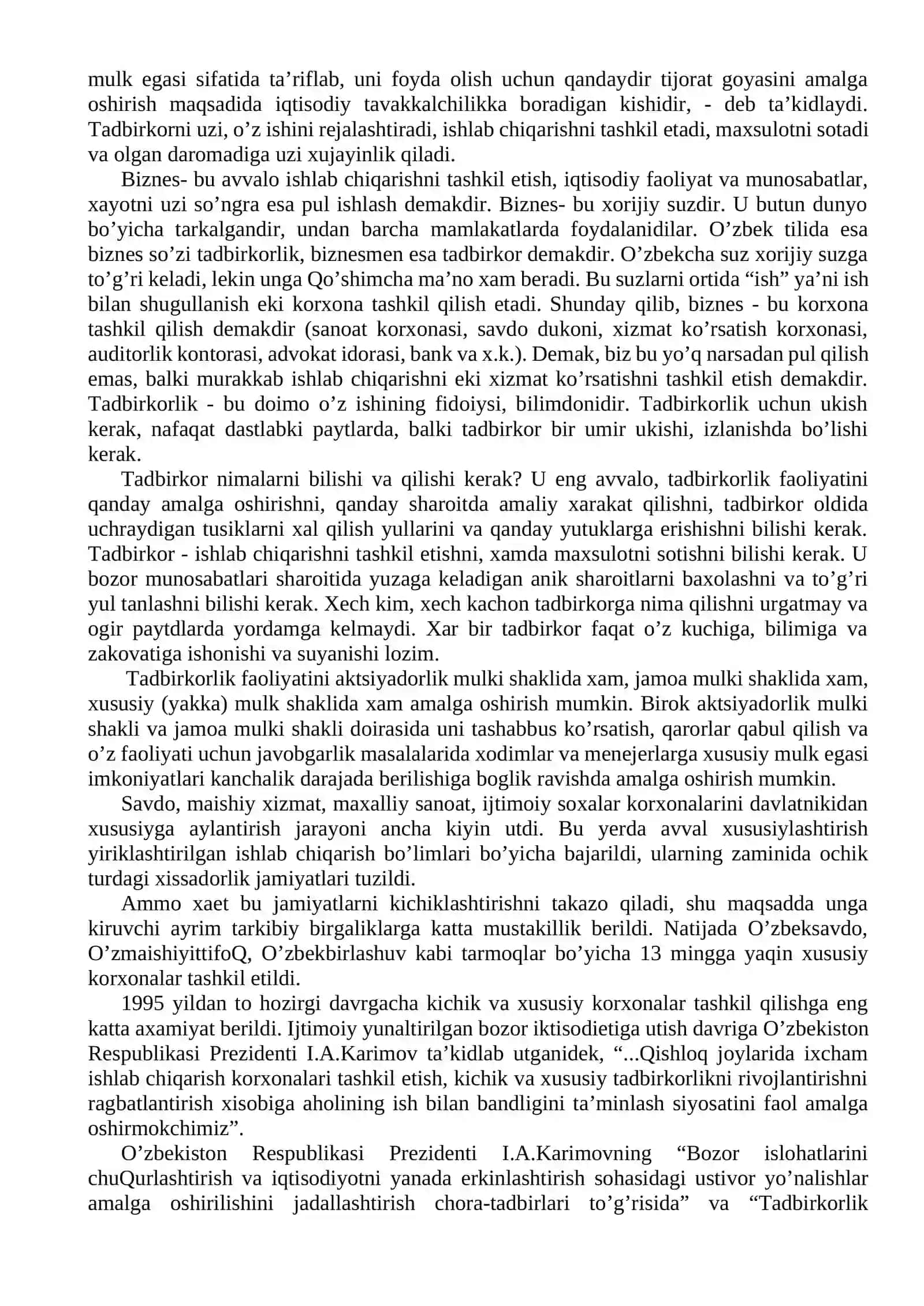Tadbirkorlikning mohiyati 2