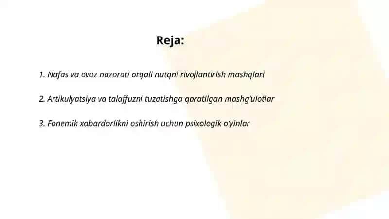 Nutqni rivojlantiruvchi psixologik mashg‘ulotlar 2