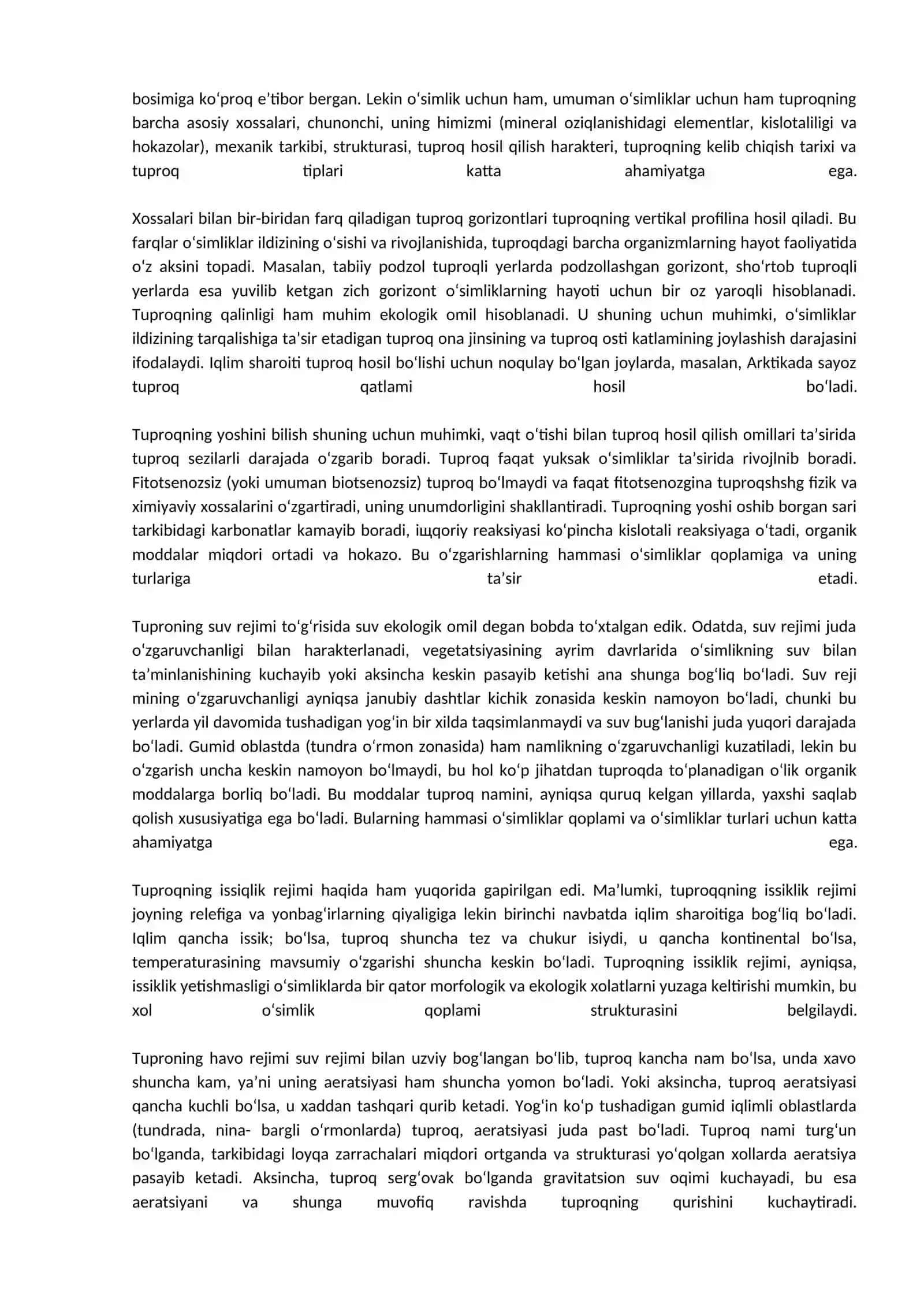 O’simliklar hayoti uchun tuproqning zarur sharoit ekanligi 2