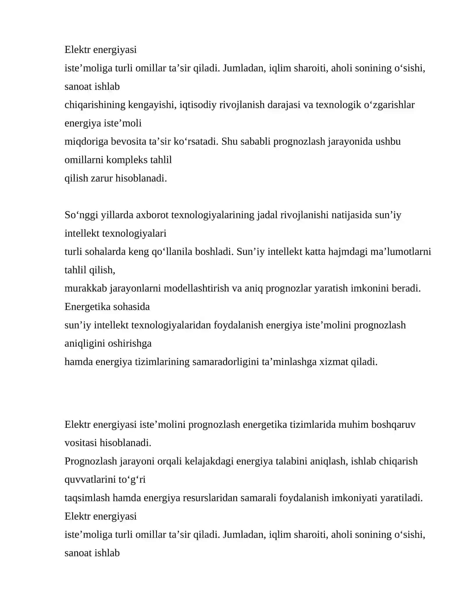 ELEKTR ENERGIYASI ISTE’MOLINI PROGNOZLASHNING NAZARIY ASOSLARI 2