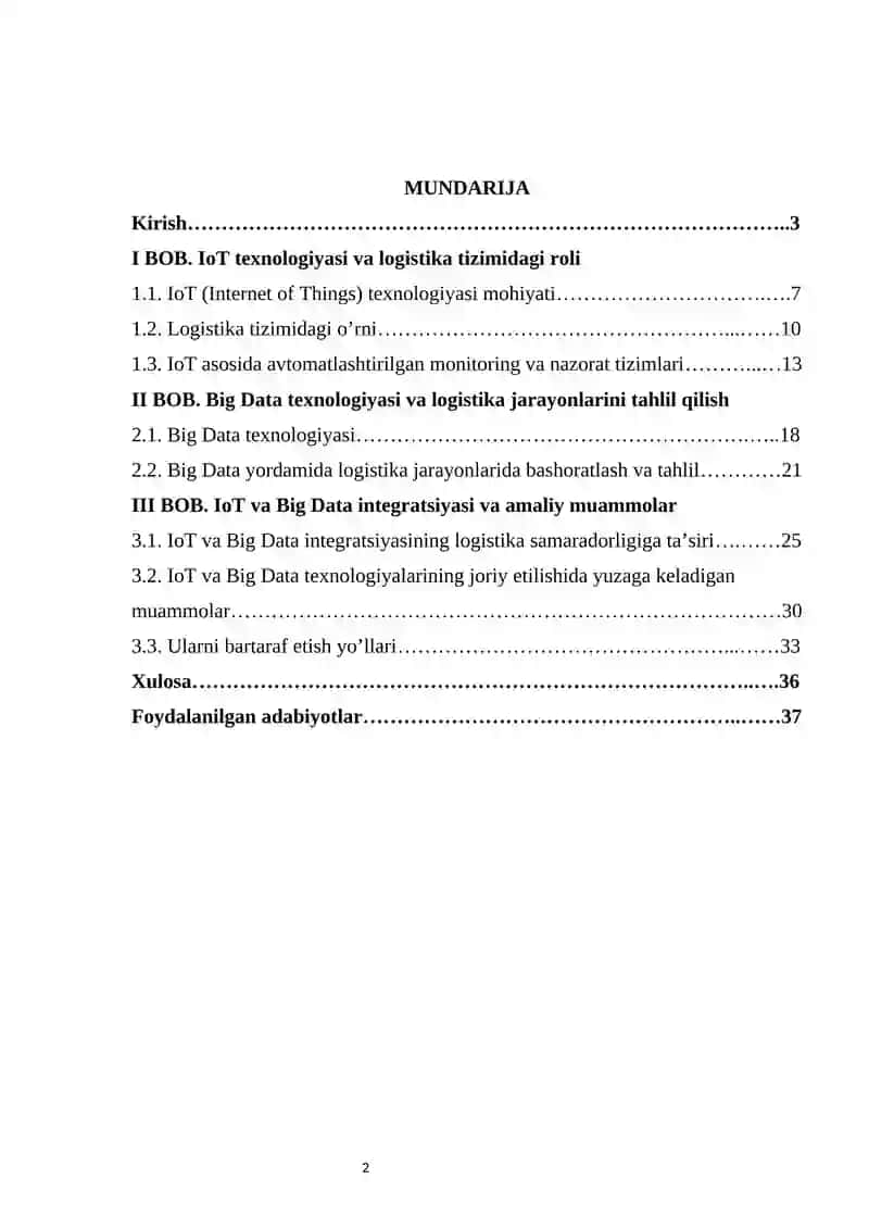 Logistika optimallashtirish: IoT va Big Data 2