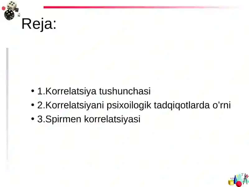 Korrelatsiya tushunchasi va uning psixologik tadqiqotlarda o’rni: Spirmen korrelatsiyasi 2